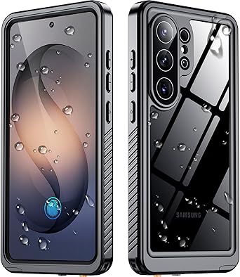 SPIDERCASE Designed for Samsung Galaxy S26 Ultra Case Waterproof,Built-in Screen & Camera Lens Protector[IP68 Underwater] [Military Grade Shockproof] Full Body Protection Phone Case,Black/Clear