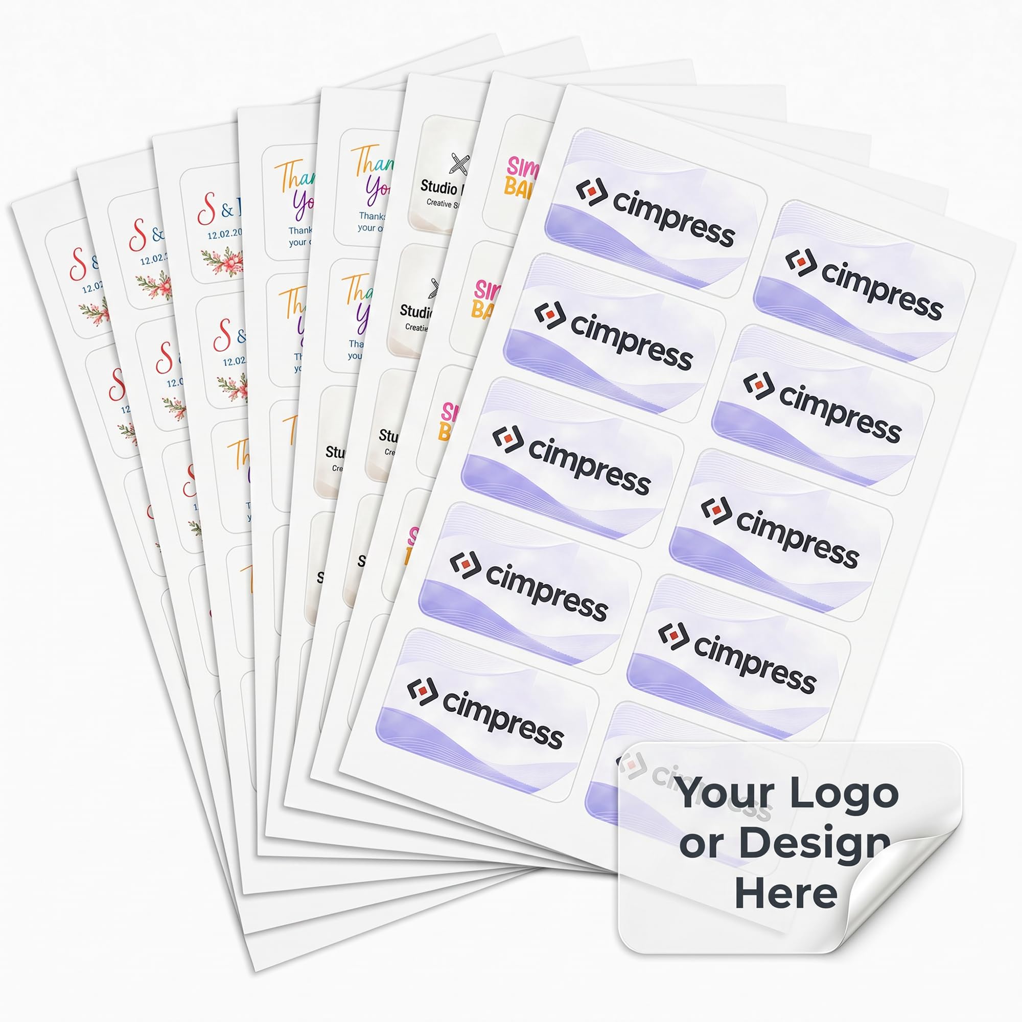 Cimpress Personalised Sticker Sheets, Pack of 60, Rounded Rectangle (4.9 x 8.7 cm) Transparent Labels, Add Logo and Design to Easy Peel Water Resistant Packaging Seals for Business