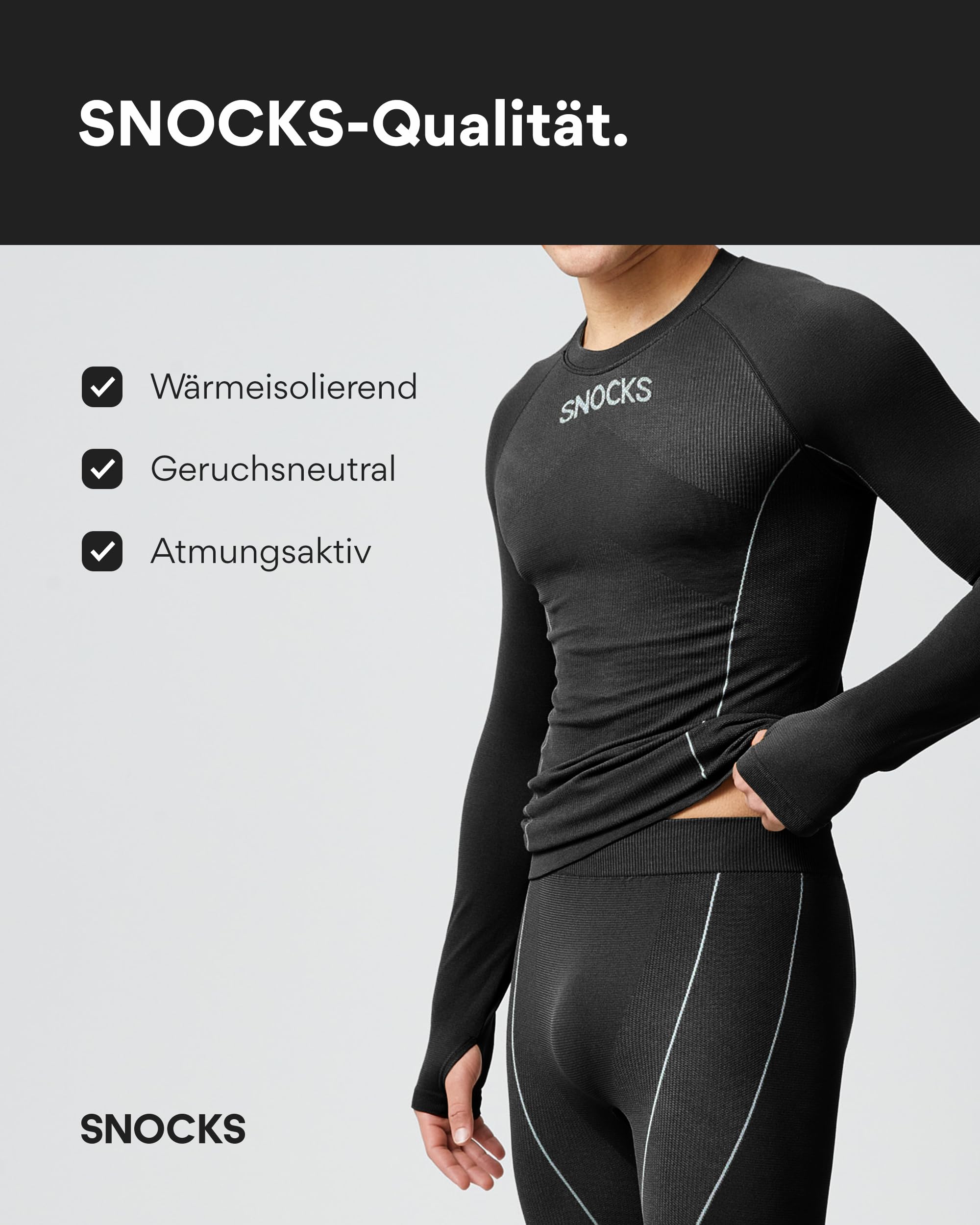 Snocks Thermounterwäsche Herren - extra warm, enganliegend, schnelltrocknend & atmungsaktiv - Gr. S-3XL - Skiunterwäsche, Funktionsunterwäsche