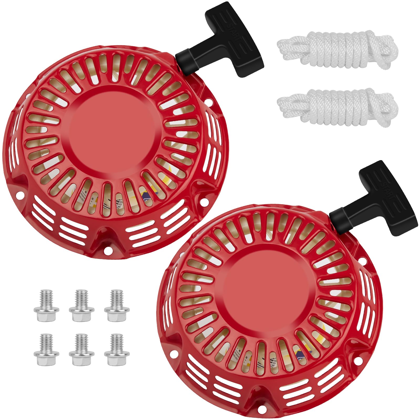 SOFOfor Honda GX390 Pull Cord Starter - Pull Start Assembly w/Pull Cord 11HP 13HP 420cc Mower Washers Recoil Pull Starter (2 Pack Red, 200mm)
