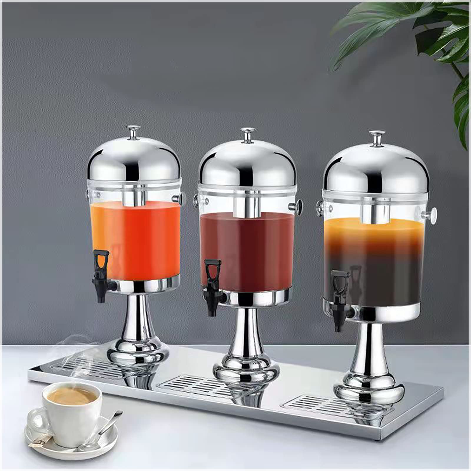 MYUYEE 3 In 1 Drink Dispenser Set, 24L Tight Lid & Tap Juice Dispenser Container, Serving Cold & Hot Beverage For Buffet Bars