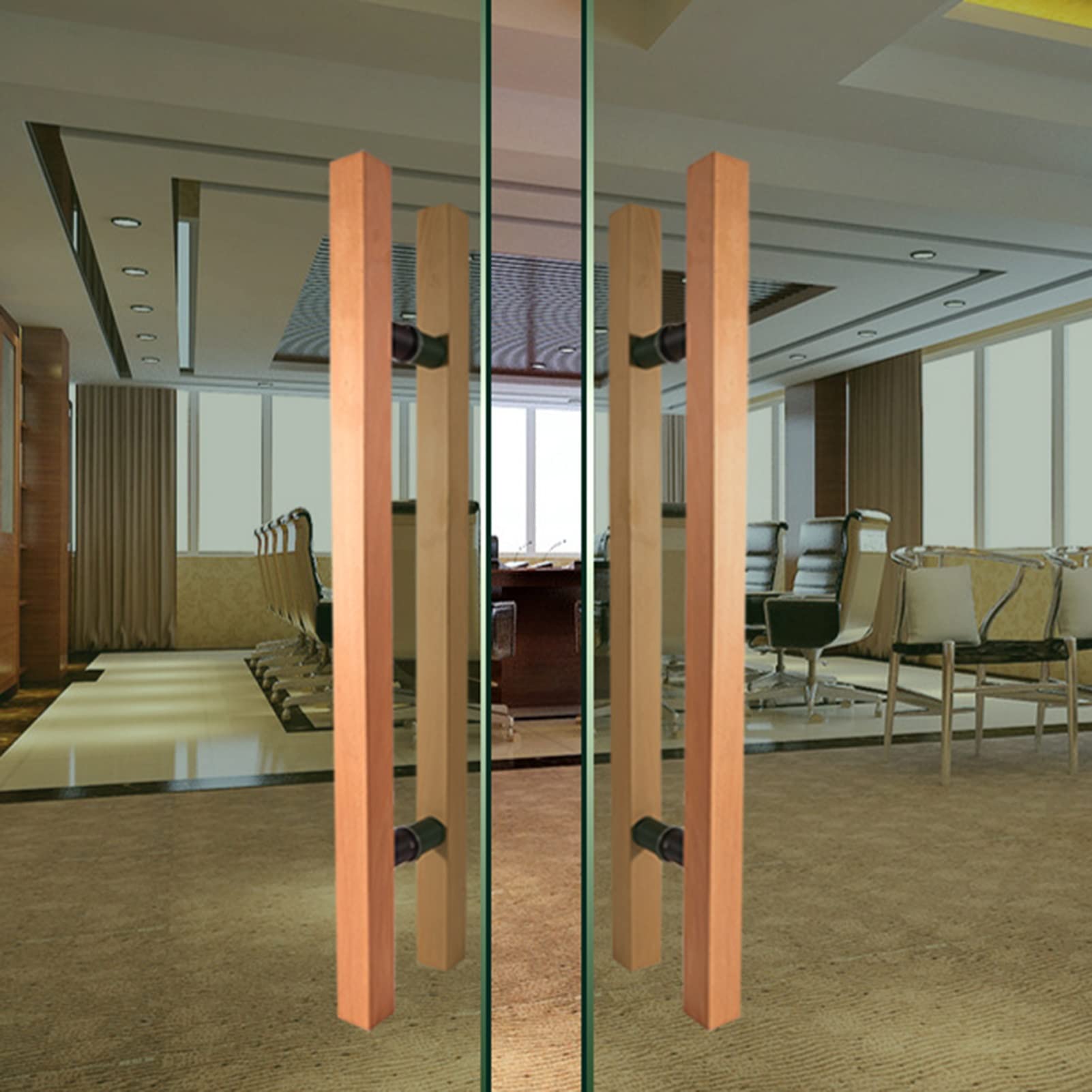 GYRAZXS Door Handle Wood Solid Door Handle Set for Conservatory,Long Rectangular Sliding Door Handle Cupboard Pocket Doors (Style1 60cm/23.6) (Style2 40cm/15.7)