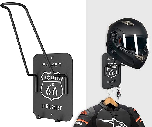 Soporte de pared para casco, soporte para casco de motocicleta con 2 ganchos, corte láser, soporte colgante fresco para casco, colgador de