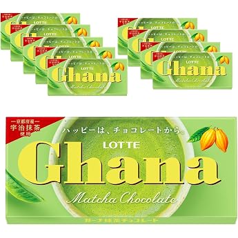 Lotte Ghana Matcha Chocolate, 1.6 oz 45 g x 10 Packs
