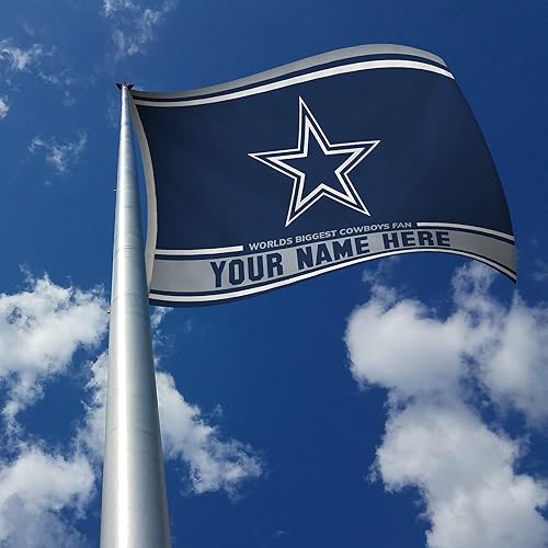Miniatura 3 de Rico Industries Bandera personalizada con licencia de los Dallas Cowboys, banderas personalizadas de 3 x 5 pies con colores vibrantes del equipo y