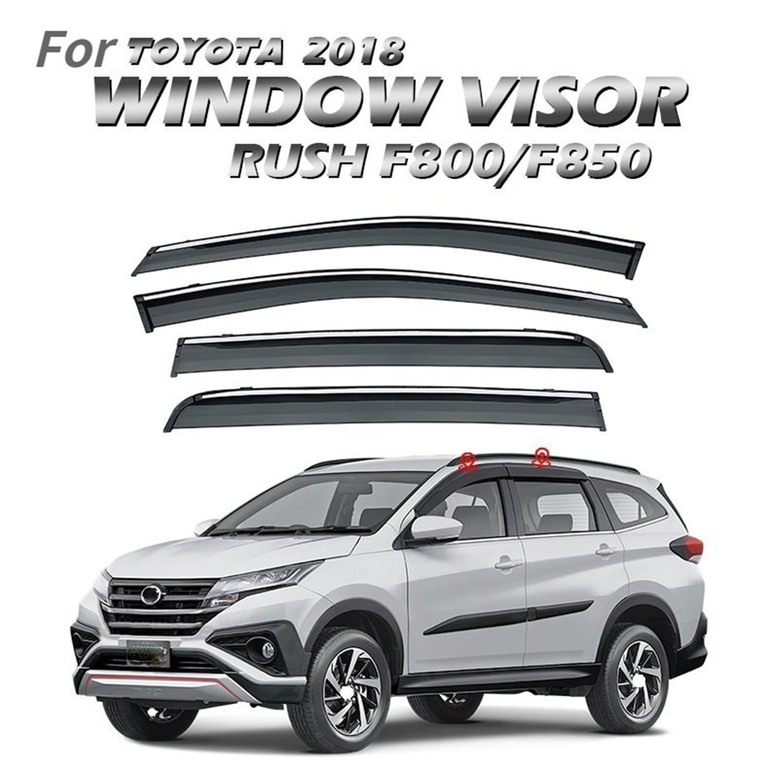 Deflektor wiatru okna Pasuje do Toyota RUSH F800/F850 2018+ Osłony okienne Osłony przeciwwietrzne Osłony przeciwdeszczowe Osłony zewnętrzne Osłony przeciwdeszczowe Deflektor wody deszczowej