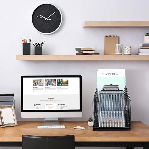 Miniatura 8 de Organizador de archivos inclinado para escritorio, carpeta de archivos vertical de 7 secciones, organizador de escritorio de oficina, estante de