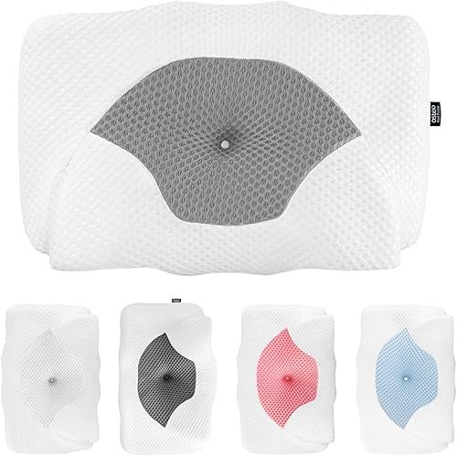 Miniatura 6 de Osteo Juego de 1 funda de almohada cervical con diseño hueco, tamaño Queen, color gris