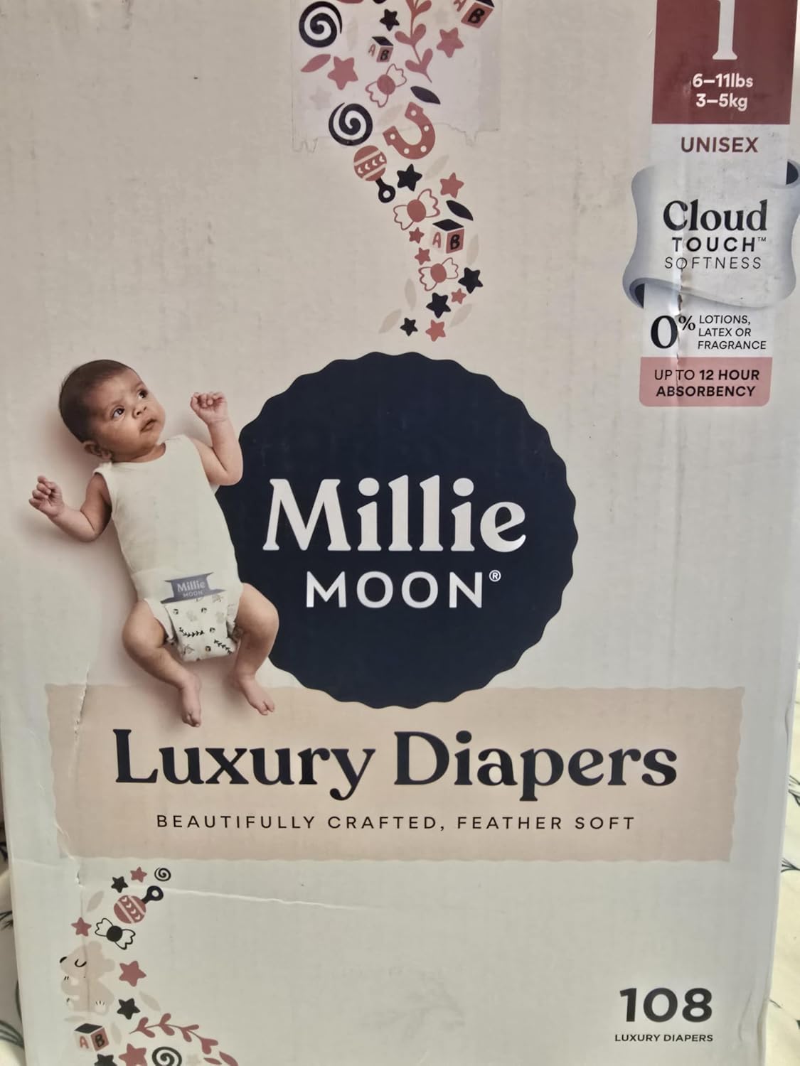 Millie Moon Luxury Diaspers Size 1 and 108 Count