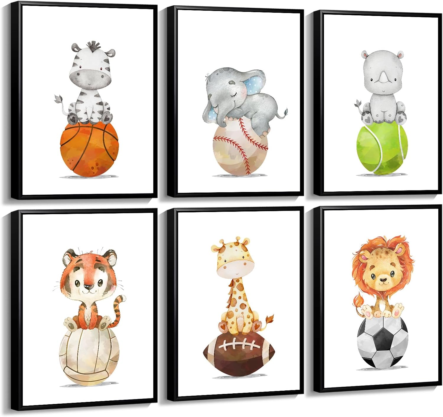 Baby Boy Wall Art Set of 6 Nursery Sports Prints Decor