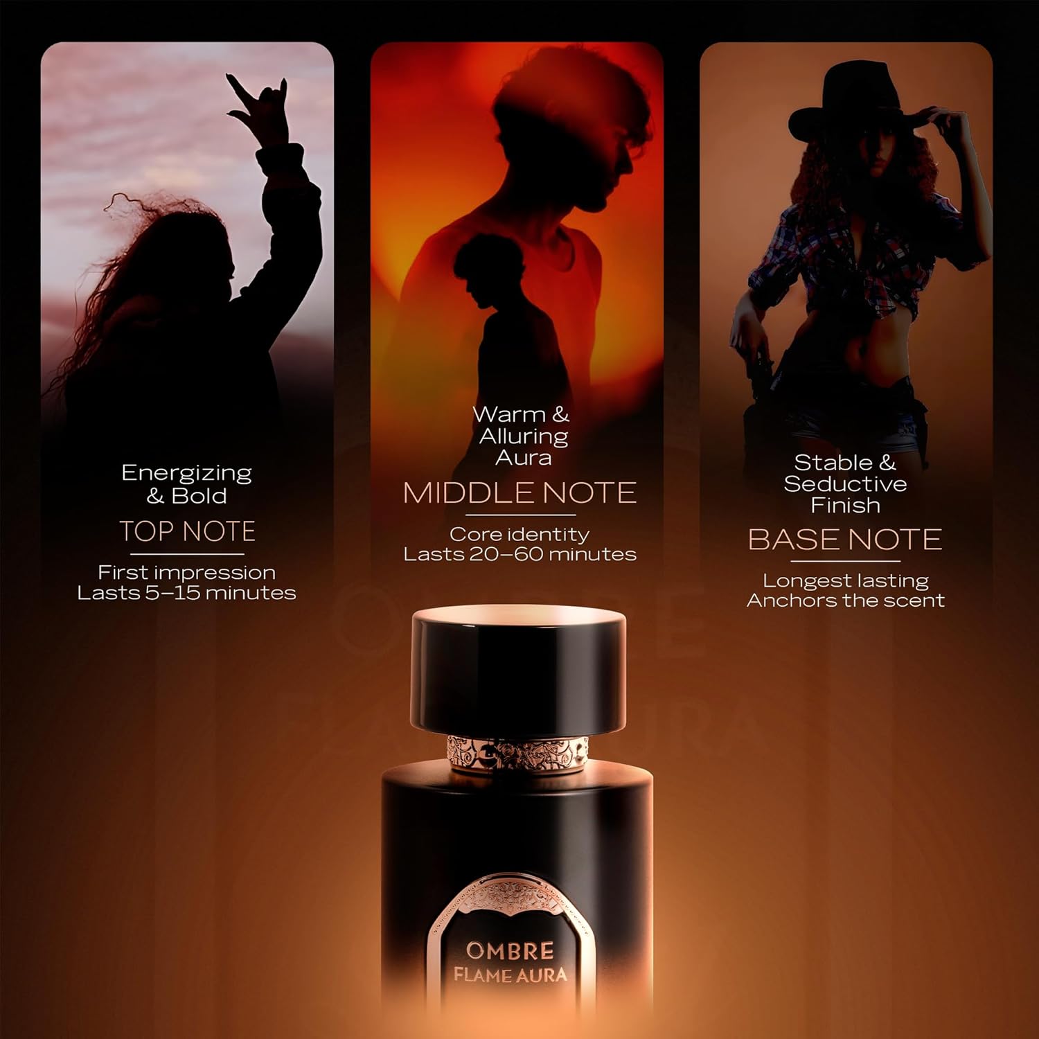 Sapil Ombre Flame Aura Eau de Parfum – Long Lasting Unisex Spicy Woody Perfume | Cardamom, Oud & Amber Notes | Warm Smoky Signature Fragrance | 3.4 oz / 100ml - Image 4