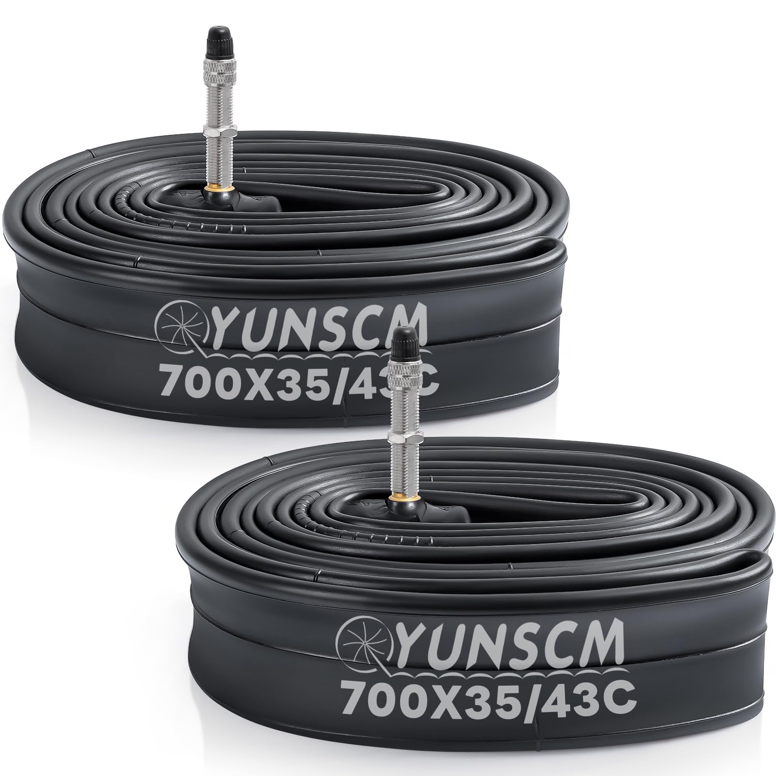 YunSCM - 2 Tubos Interiores para Bicicleta 35/43-622 700C 700x35C 700x38C 700x40C 700x43C C4E-40L Válvula Dunlop, Compatible con 700x35c/38c/40c/43c Road/MTB Bike Tire Tubo Interior