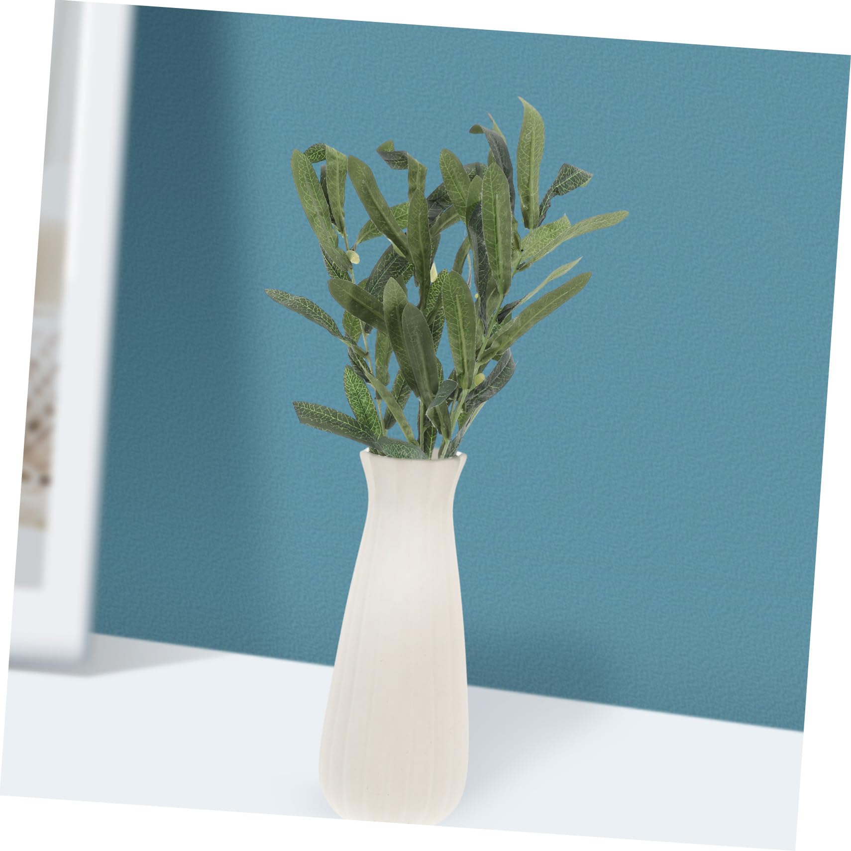 Cabilock Set Da 5 Rami Di Ulivo Artificiali Con Foglie - Pianta Finta Per Decorazione Casa E Matrimonio - Lunghezza 36 Cm - Plastica