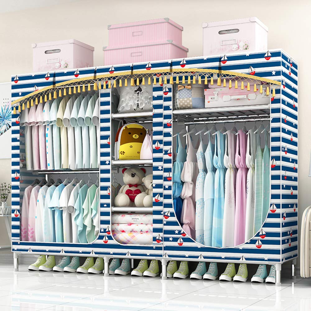 Garde-robe en tissu pas cher pour chambre avec penderie lavable et meuble de rangement 777H