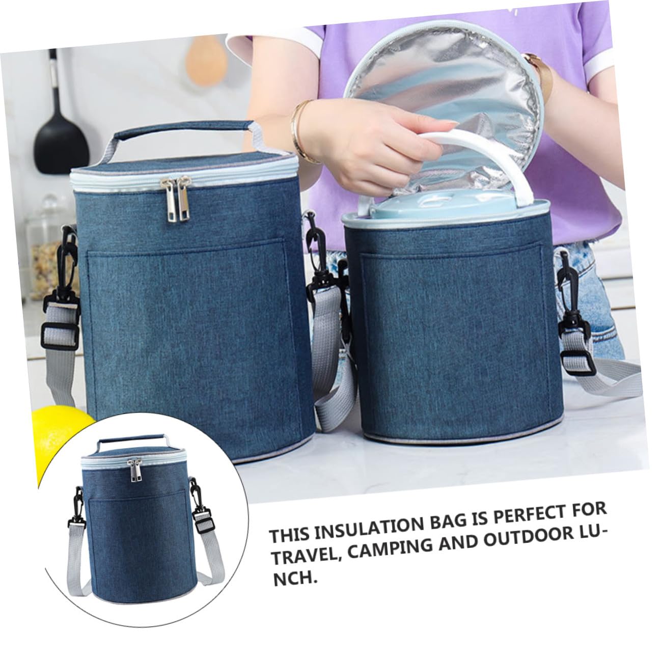 LABRIMP Bolsa Térmica de Almuerzo Portátil de Tela Oxford Ligera y Resistente para Camping y Trabajo Aislamiento para Conservar Alimentos
