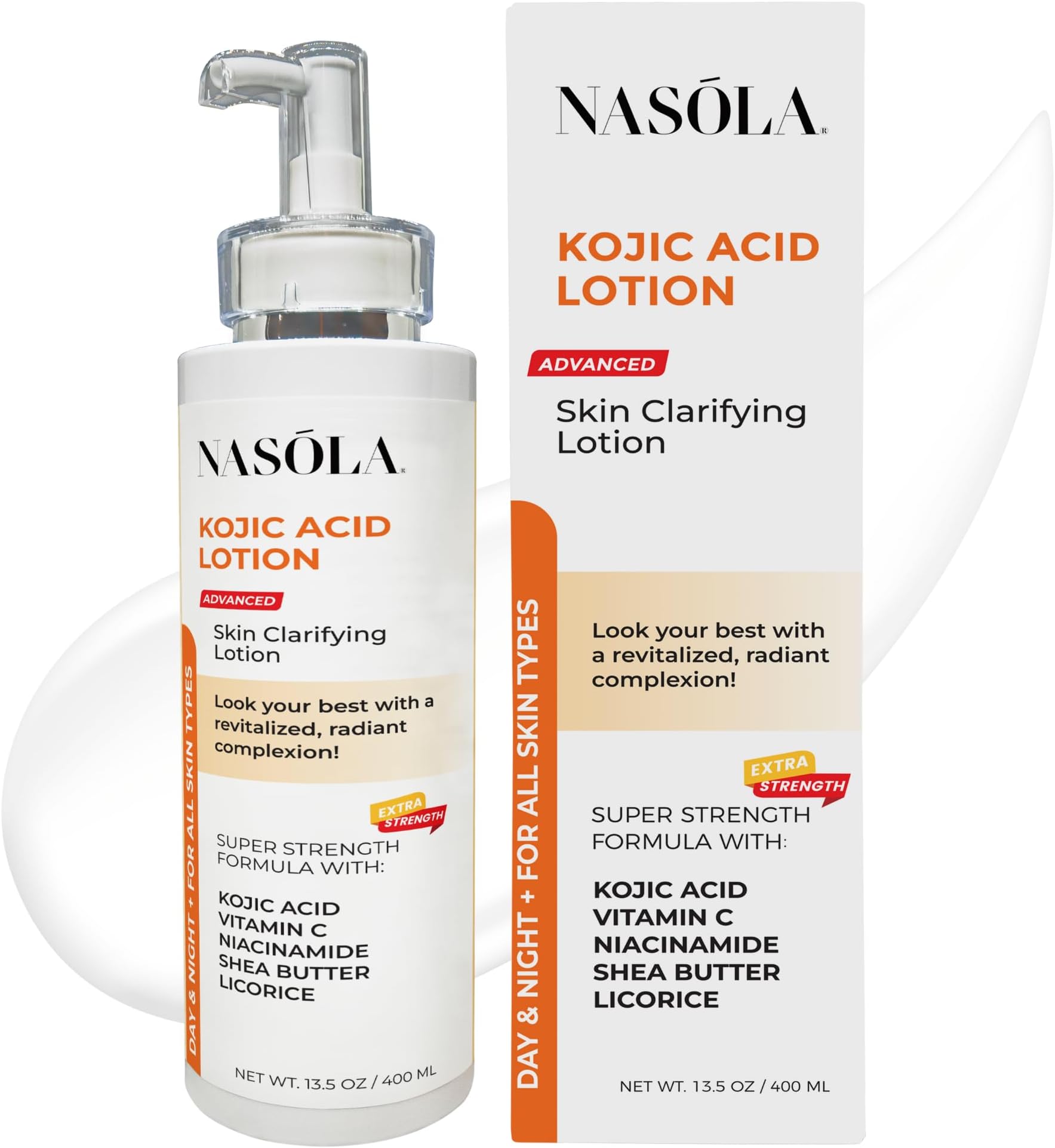 Kojic Acid Lotion Natural Skin Clarifying for Face & Body with Vitamin C, Niacinamide, Shea Butter, Licorice & Green Tea for Complexion Revitalization, Women & Men