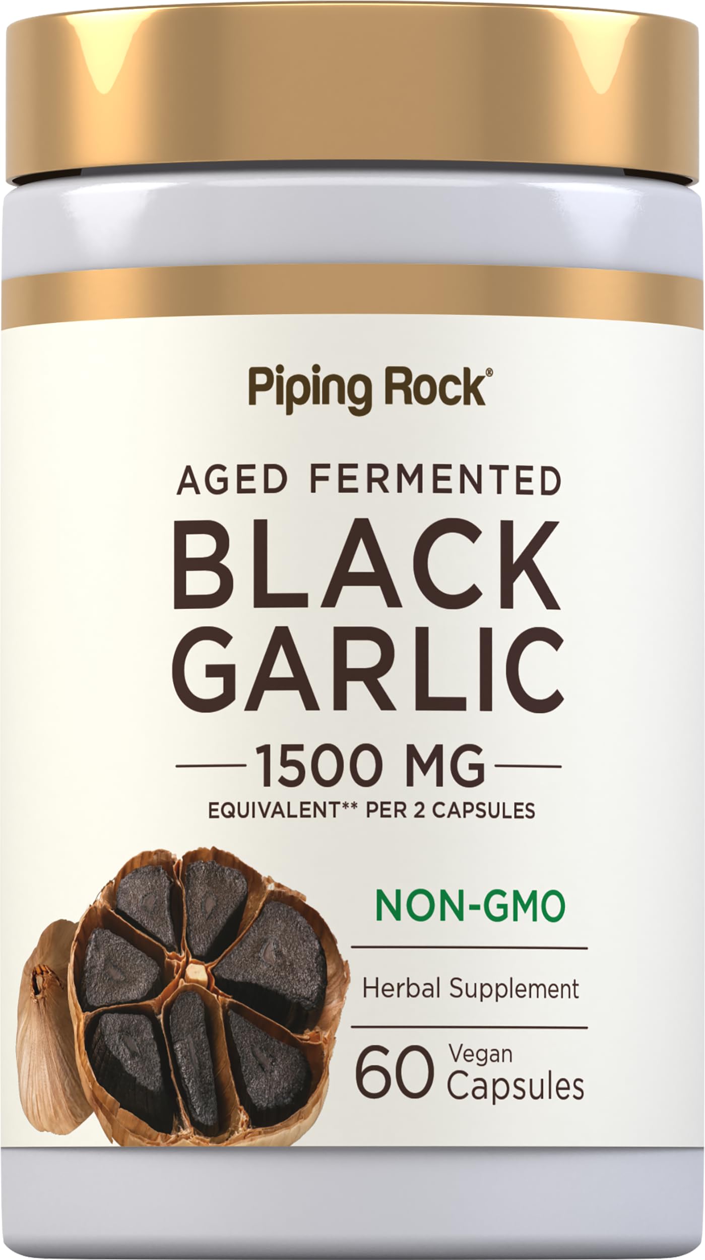 Piping Rock Black Garlic Supplement | 60 Capsules | Aged and Fermented