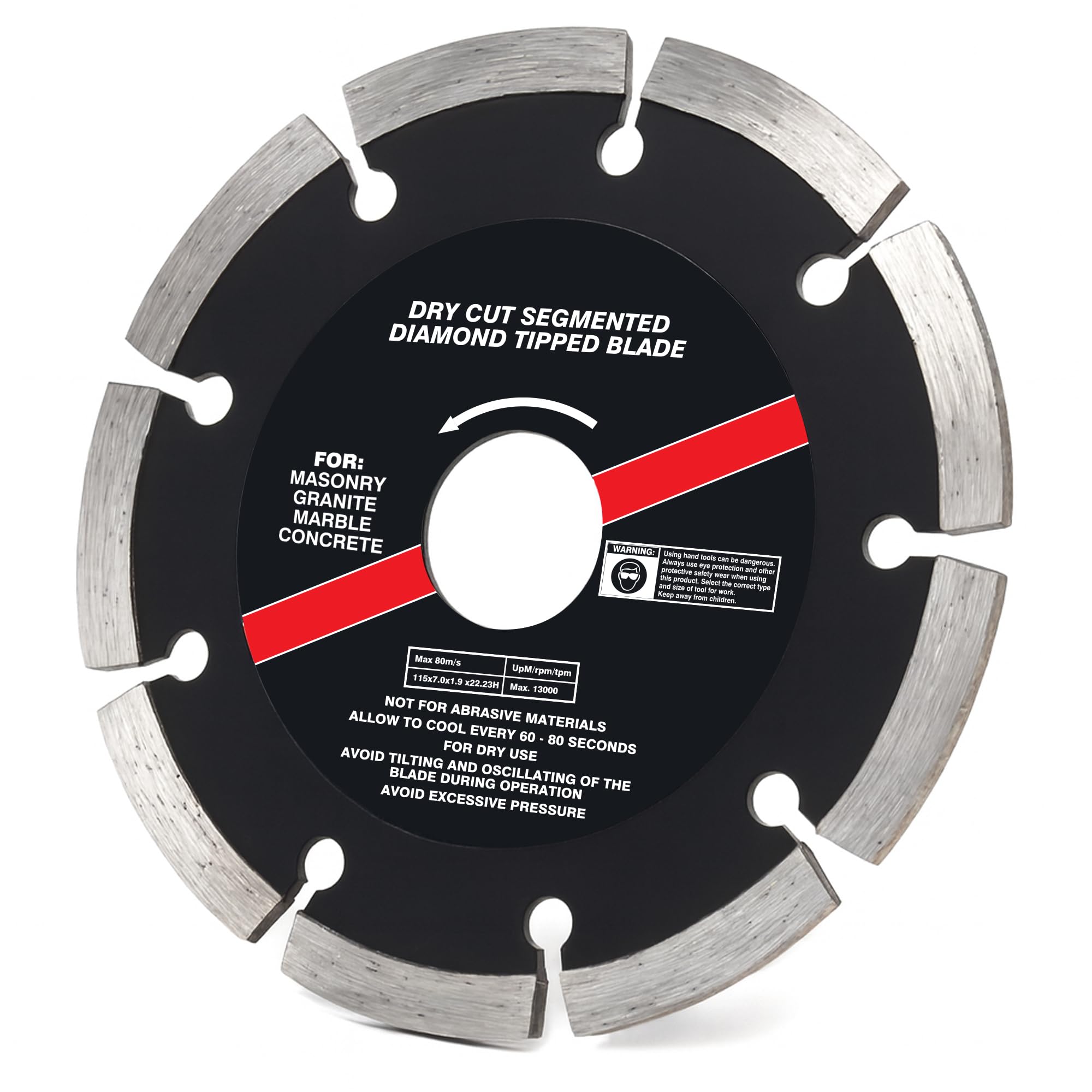 Dekton Dry Cut Segmented Diamond Tipped Blade- Ideal For Masonry, Granite, Marble And Concrete| 115mm Size Disc With 22mm Core| Segmented Blade| Diamond Tipped For Durability| Long-lasting Performance
