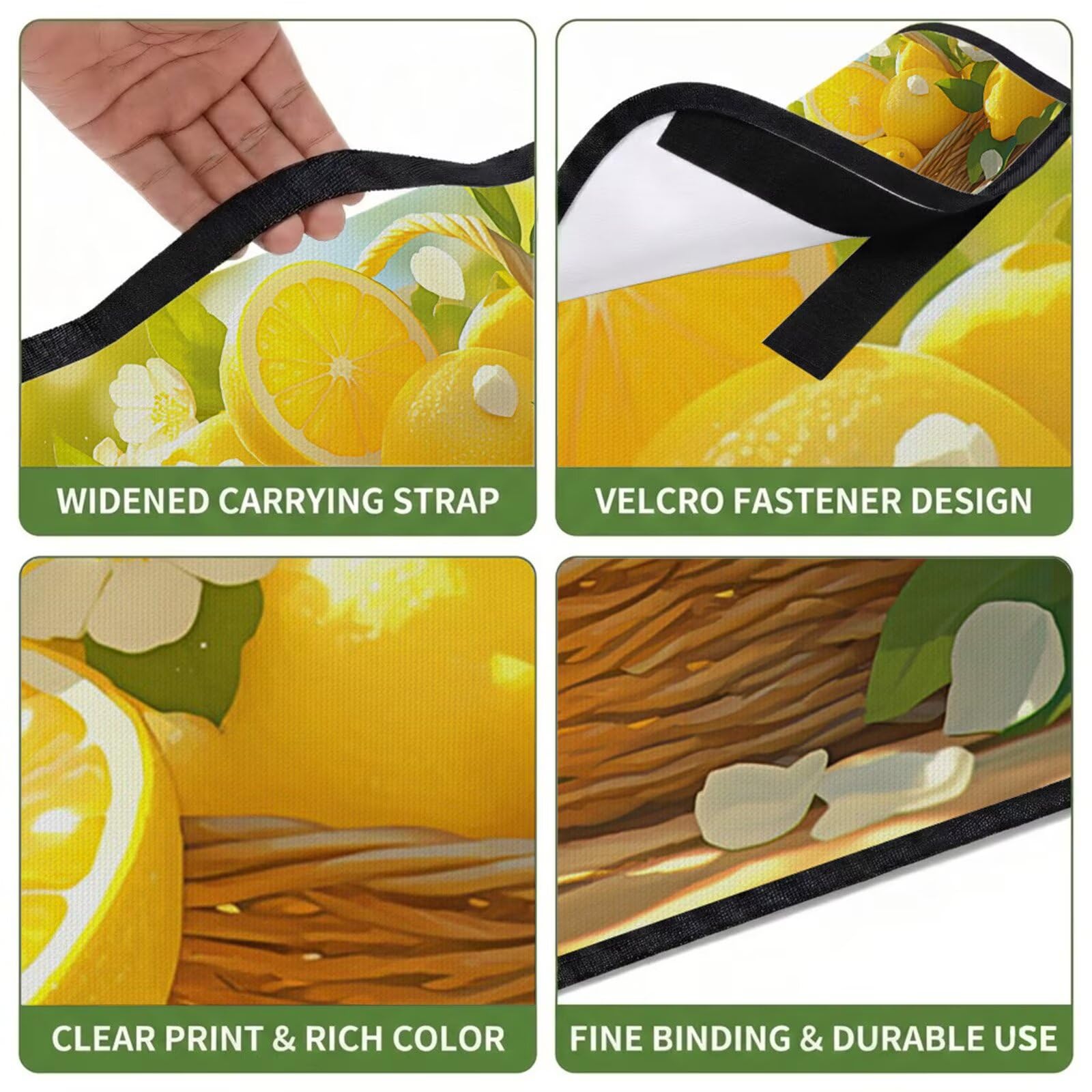 Couverture de Pique-Nique Grande 200x300cm,Outdoor Couverture Imperméable,Pliable Tapis de Plage Dos en PVC Anti-Sable,Picnic Blanket pour Camping Accessoires,Jardin,Parc,Famille - Fruit,citron UZ-542