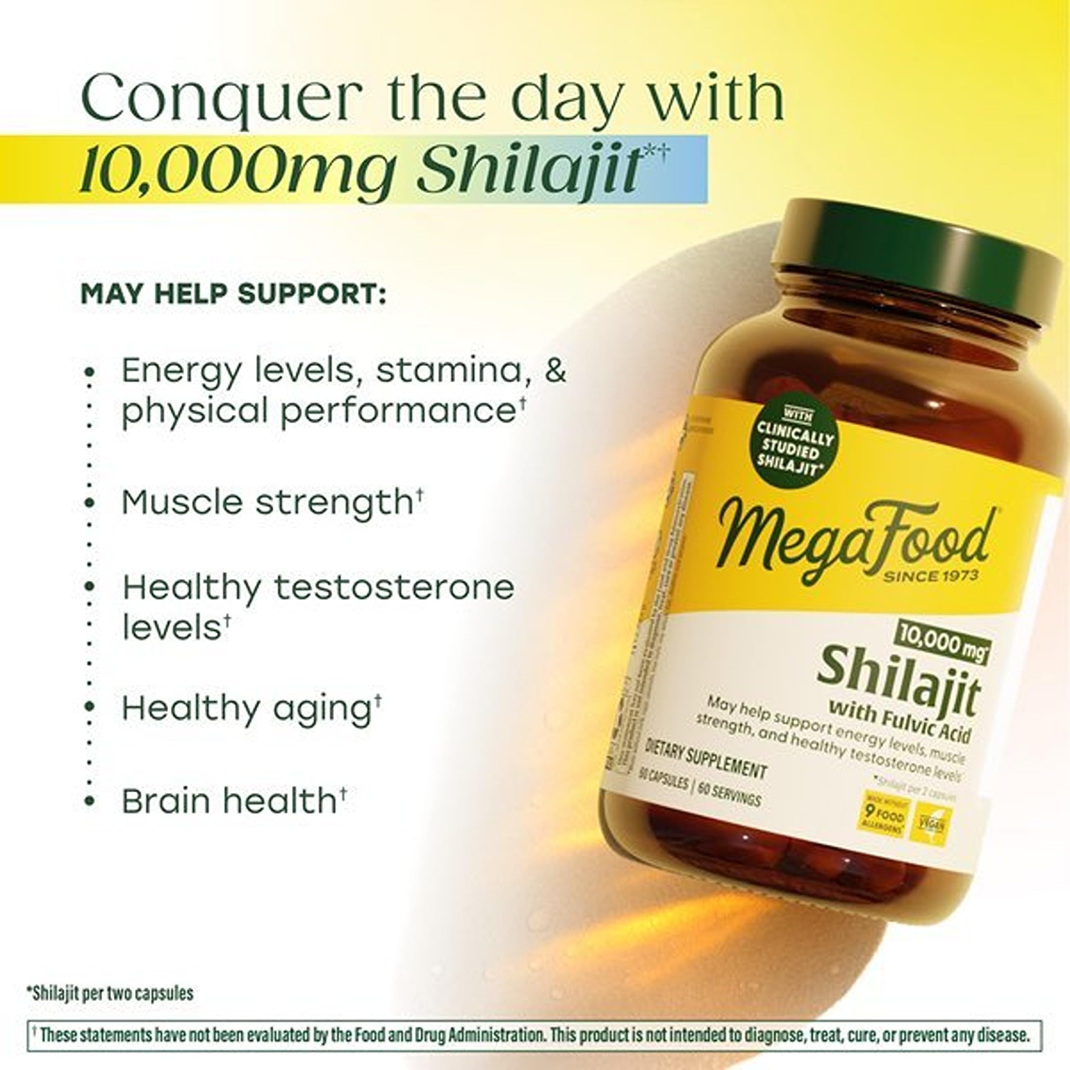 MegaFood Shilajit 10,000mg with Fulvic Acid, Energy Support, 60 Capsules — Amazon image 3