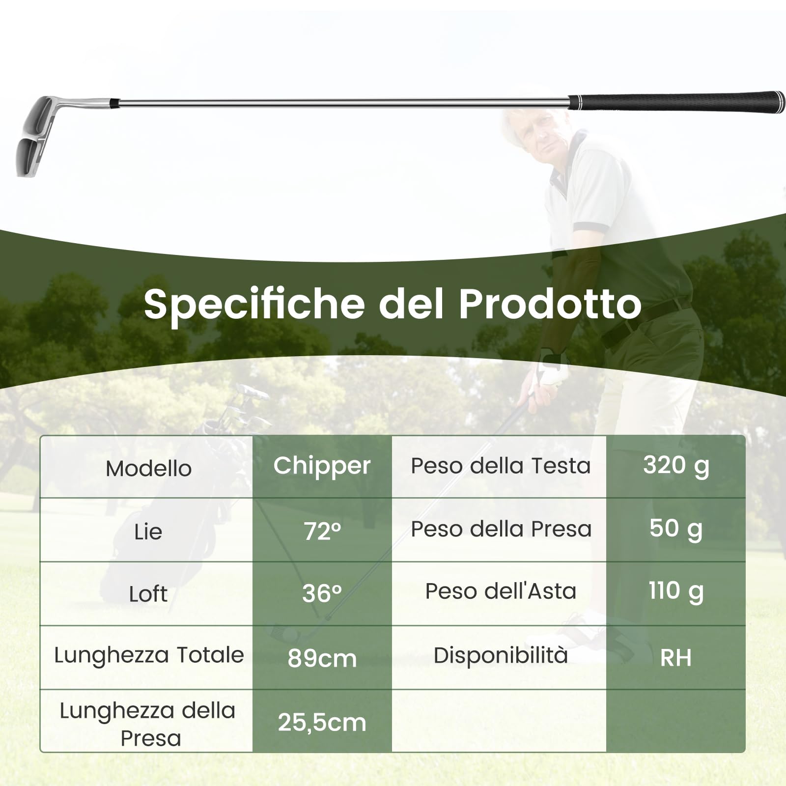 GYMAX Mazza da Golf Chipper, Destrorso 36 Gradi Putter & Cuneo da Approccio per Uomini e Donne, Riduci i Colpi nel Tuo Gioco Corto