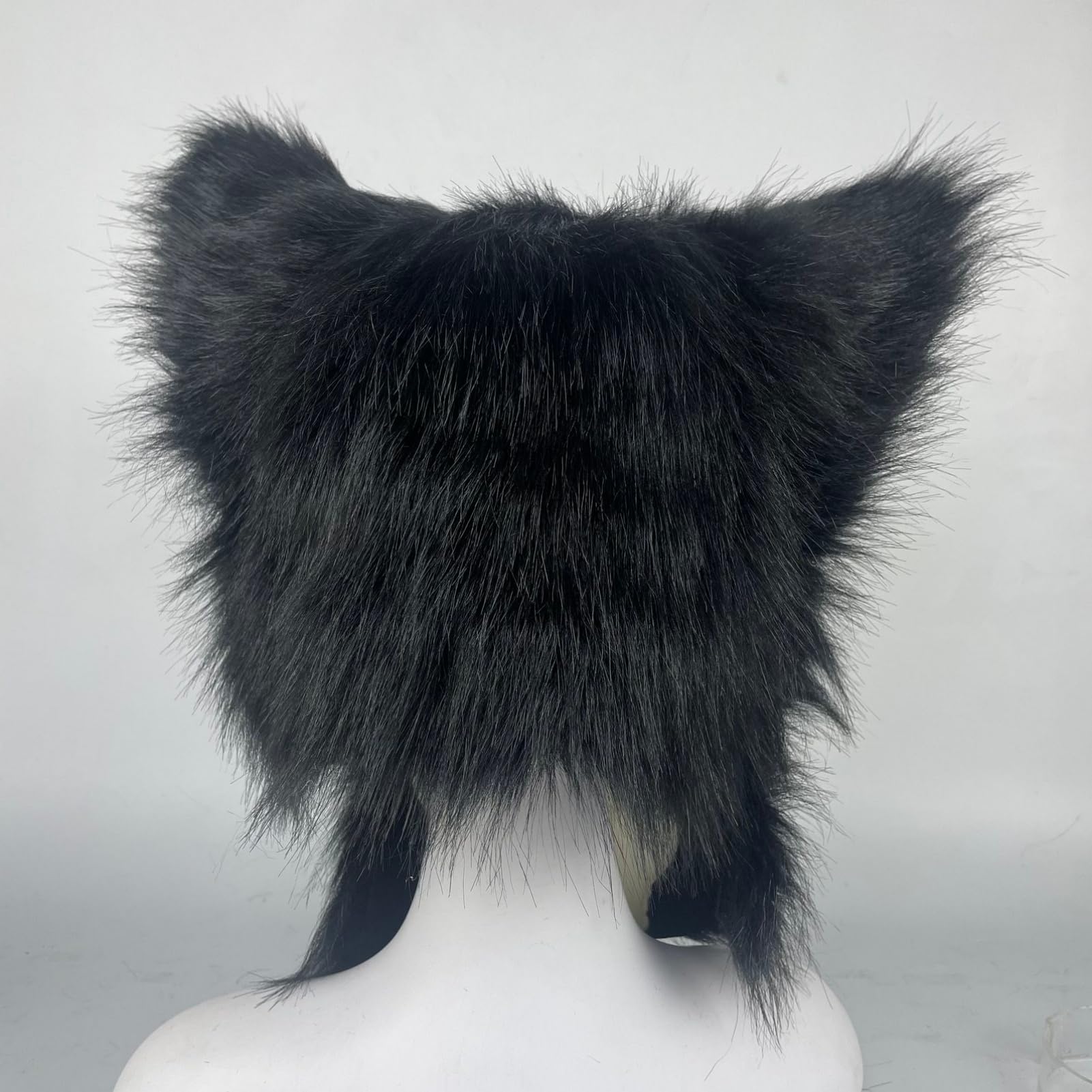 Częściowy zestaw Fursuit, czarny biały kot lis futrzana głowa łapy ogon zestaw do cosplay