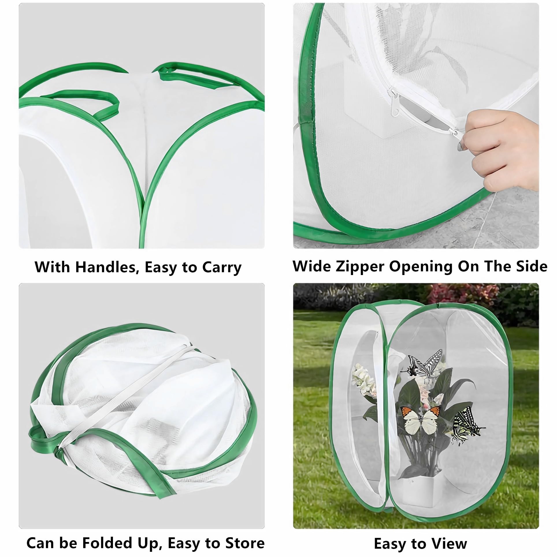 Plant Insecte Net Papillon Pet Cage Plantation lumire incubateur Pliable Cage Insectes ventil ventil Transmission Transmission de lumire Cage Zipper Plant House 60 * 60 * 90 cm