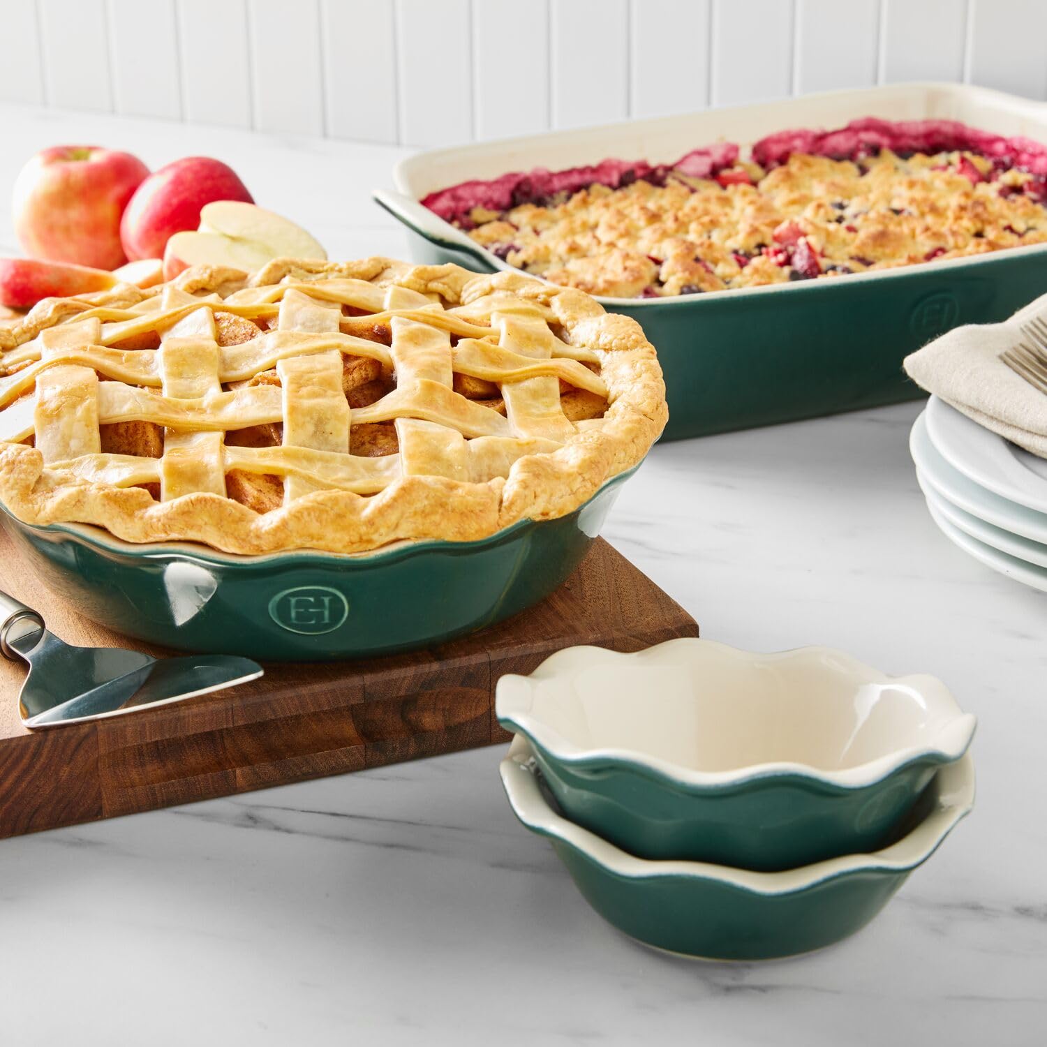 Emile Henry Modern Classics Lot de 2 mini plats à tarte Vert persistant