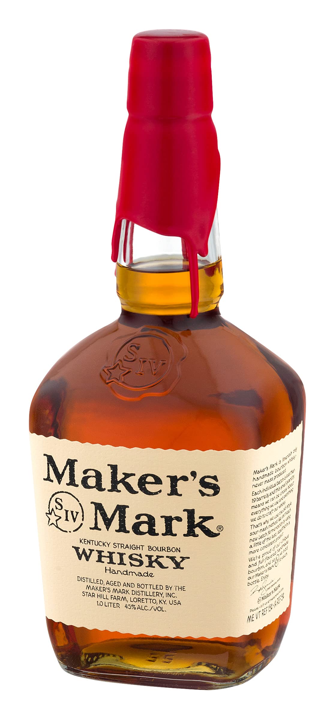 Maker's Mark | Handgemachter Kentucky Straight Bourbon Whisky | 45% vol | 1000 ml Einzelflasche (Packung mit 2)