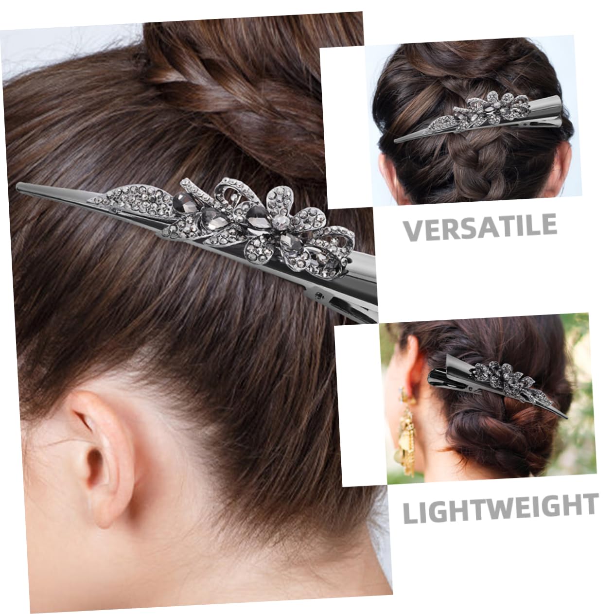 FOMIYES 6 Piezas Clip De Cuerno De Cristal Pinzas De Cabello Pinzas Para El Cabello Para Peinar Decorativas Para El o De Las Mujeres o Brillante Decorar Metal Pedrería