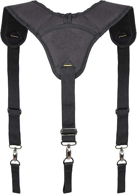 Tool Belt Braces,Tool Belt Suspenders,Electrician Work Braces, Heavy Duty Suspenders, Padded Electricians Harness with Metal Clips, Adjustable and Elastic Loop Design