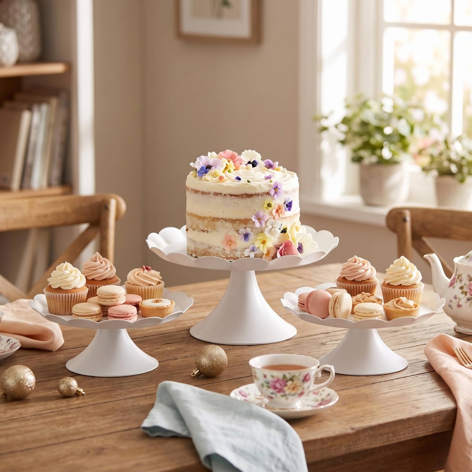 MagiDeal Dessert Display Stand Alzata Tortiera Vassoio Piatto Dolci in Linee Essenziali E Finitura Opaca Versatile per Dolci E Torte Adatta a Buffet di Festa Matrimoni Tè Pomeridiano , Oro