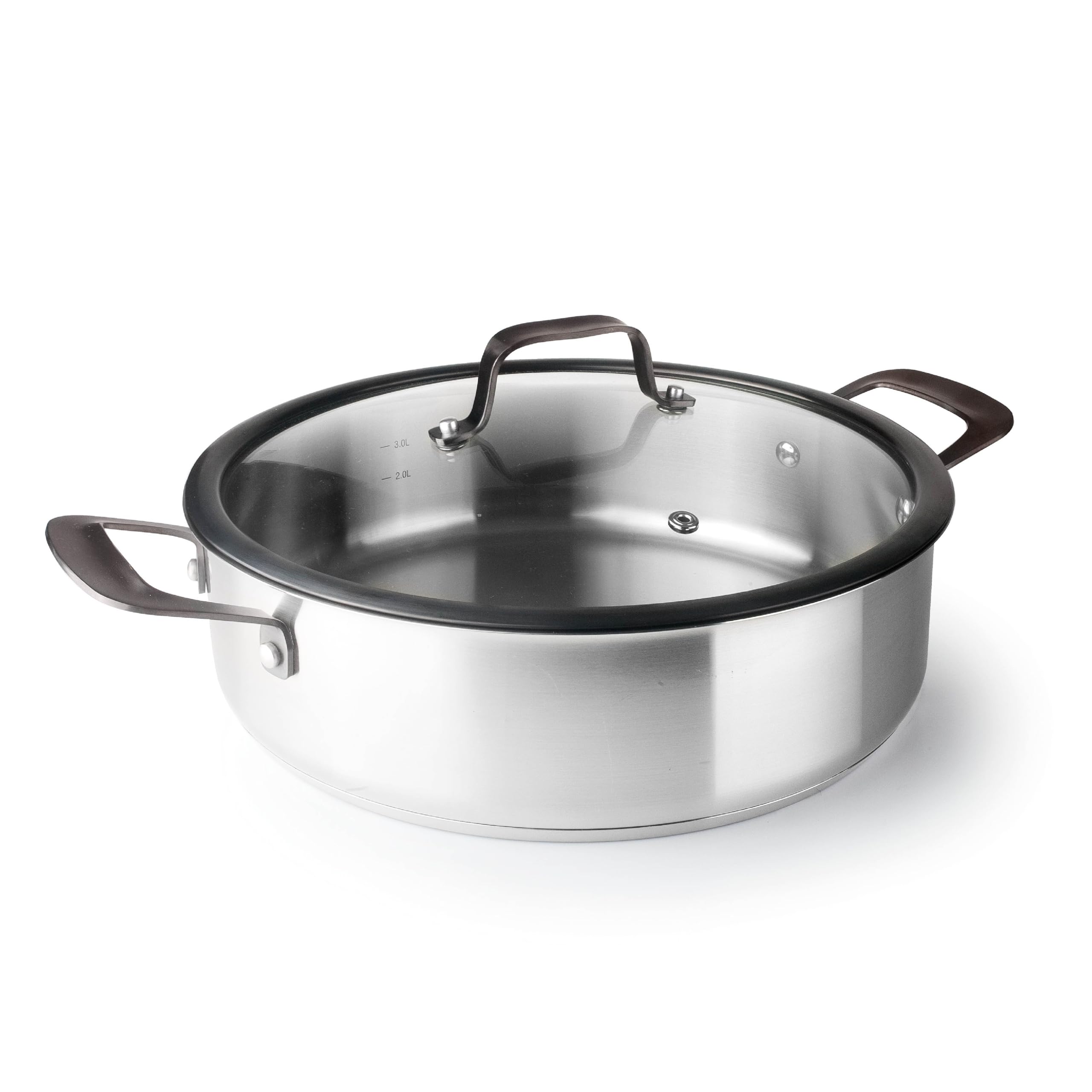 Lacor - 47128 - Origin Kochtopf mit Deckel, Edelstahl 18/10, Deckel aus gehärtetem Glas, Dampfauslassventil, 4,7 Liter, induktionsfest, spülmaschinenfest, backofenfest, Ø28cm | Aus lebensmittelechtem Edelstahl gefertigt; hohe Korrosionsbeständigkeit und H