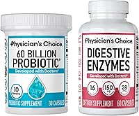 Vista 1 de Physician's CHOICE Advanced Gut Health Bundle: 60 Billion Probiotics 30ct + Digestive Enzymes 60ct for Digestive, Gut, and Immune Health Supports