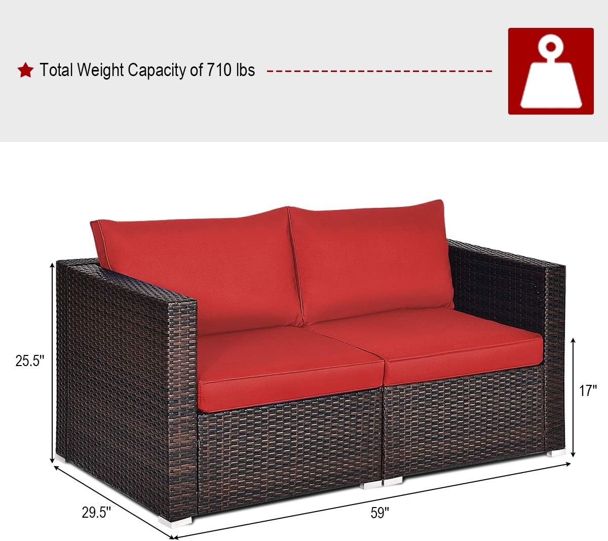 Tangkula Wicker Loveseat 2 Piece, Patio Furniture Couch with Removable Cushions, Rattan Loveseat Sofa for Balcony, Deck, Garden and Poolside : Patio, Lawn & Garden