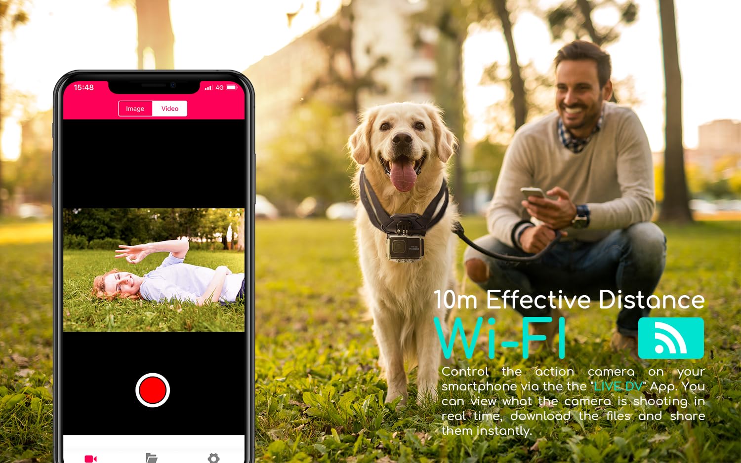 COOAU Action Cam HD 4K 64MP WiFi Con Microfono Esterno Fotocamera Sott'acqua 40M con Telecomando Videocamera Impermeabile 170° Grandangolare Time Lapse/2 Batterie 1200mAh/Accessori