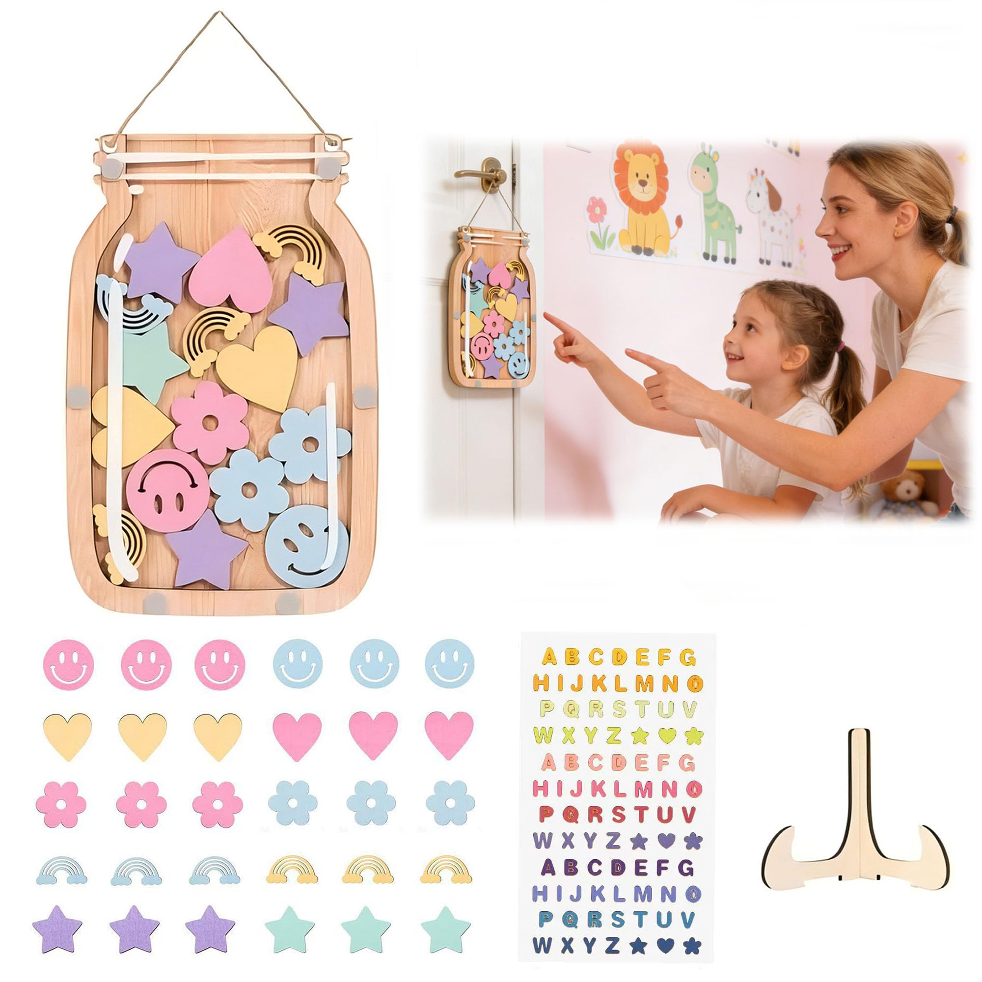 XSQD Punkte Belohnungsglas, Lächelnder Regenbogen Belohnungssystem Kinder, Belohnungstafel Kinder Toilette, Wiederverwendbares Child-Verhaltensdiagramm, Home Schule Lehrer Elternanreizglas