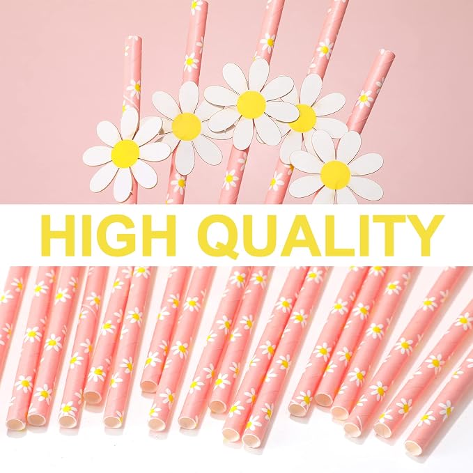 100 Pitillos de Papel Floral Rosa para Fiesta miniatura 5