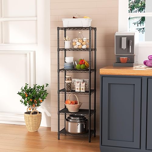 Miniatura 2 de Estante de 6 niveles de malla de almacenamiento ajustable, estantes de metal, estantería de alambre, estante organizador para el hogar, cocina,