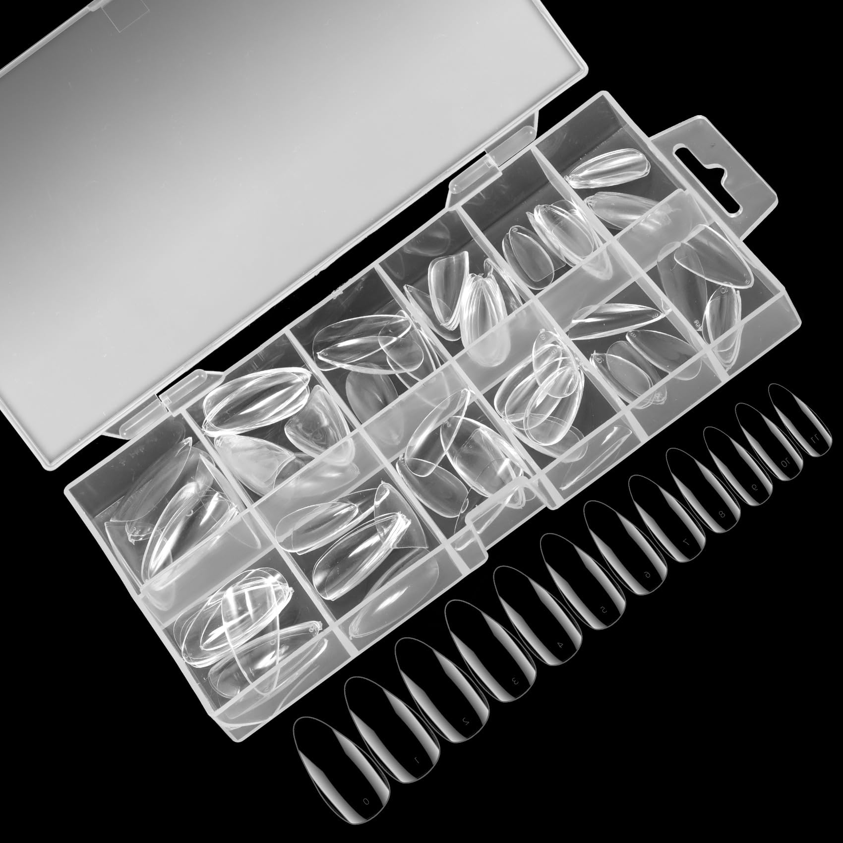 kailundStiletto Fake Nails, 120Pcs Full Coverage Nail Tips Press on, ABS Clear Tips with Plastic Case for Nail Extensions and DIY Nail Art, 12 Sizes