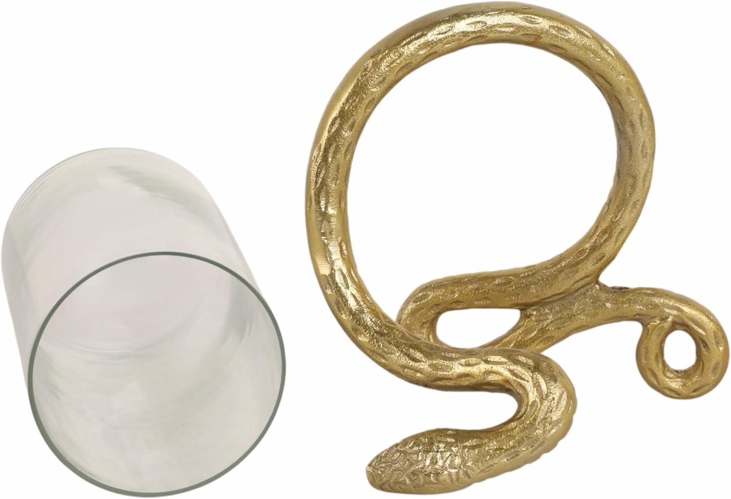 Decorative Snake Glass Candle Holder for House Decor - Modern Pillar Candlestick Holder for Table Centerpieces - Elegant Candle Stand Holder for Office Desk, Bedroom, or Living Room Decor - 6" Gold