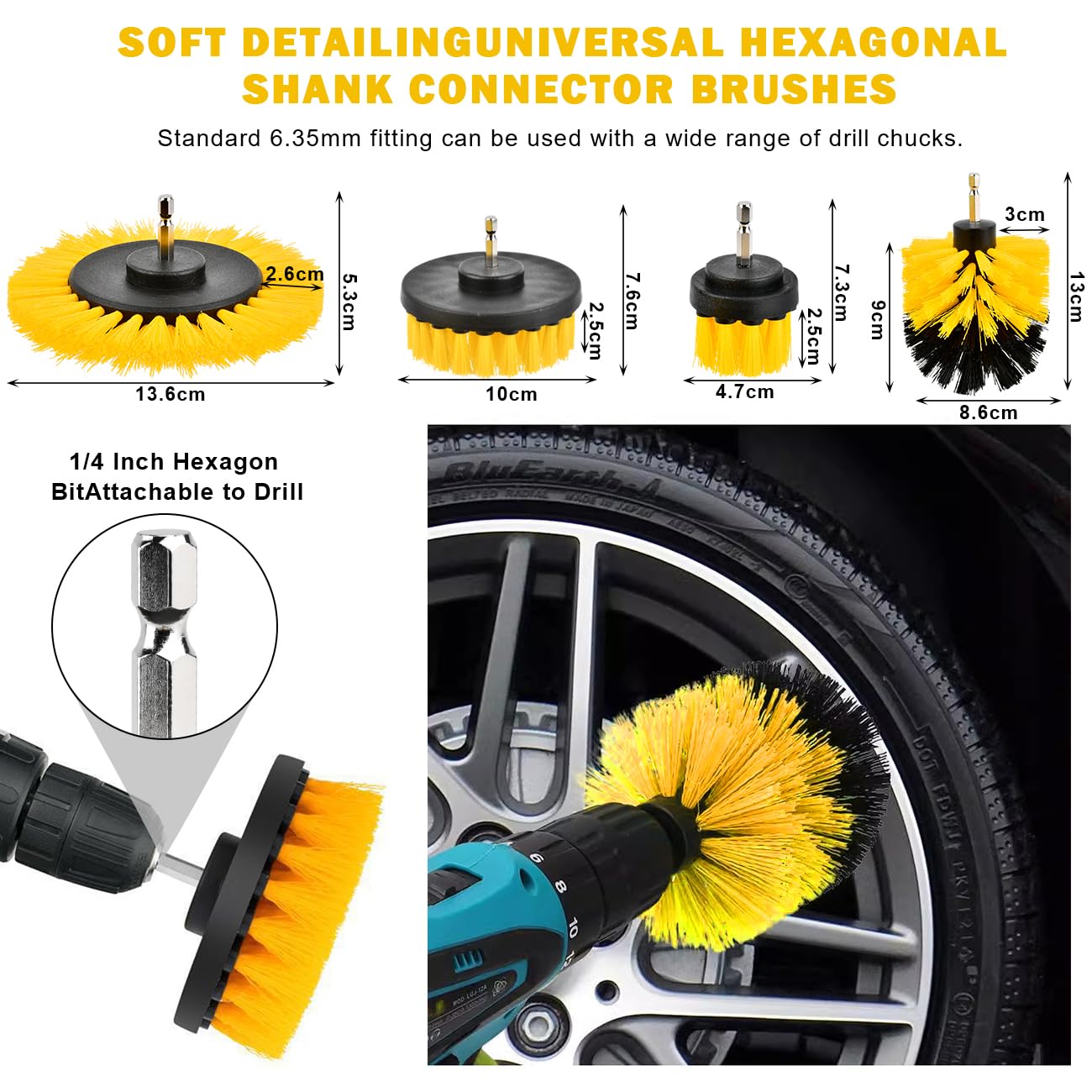 Kit Pulizia Auto 13 Pezzi - Pennelli Per Interni, Motore, Pneumatici E Fessure - Foto 3