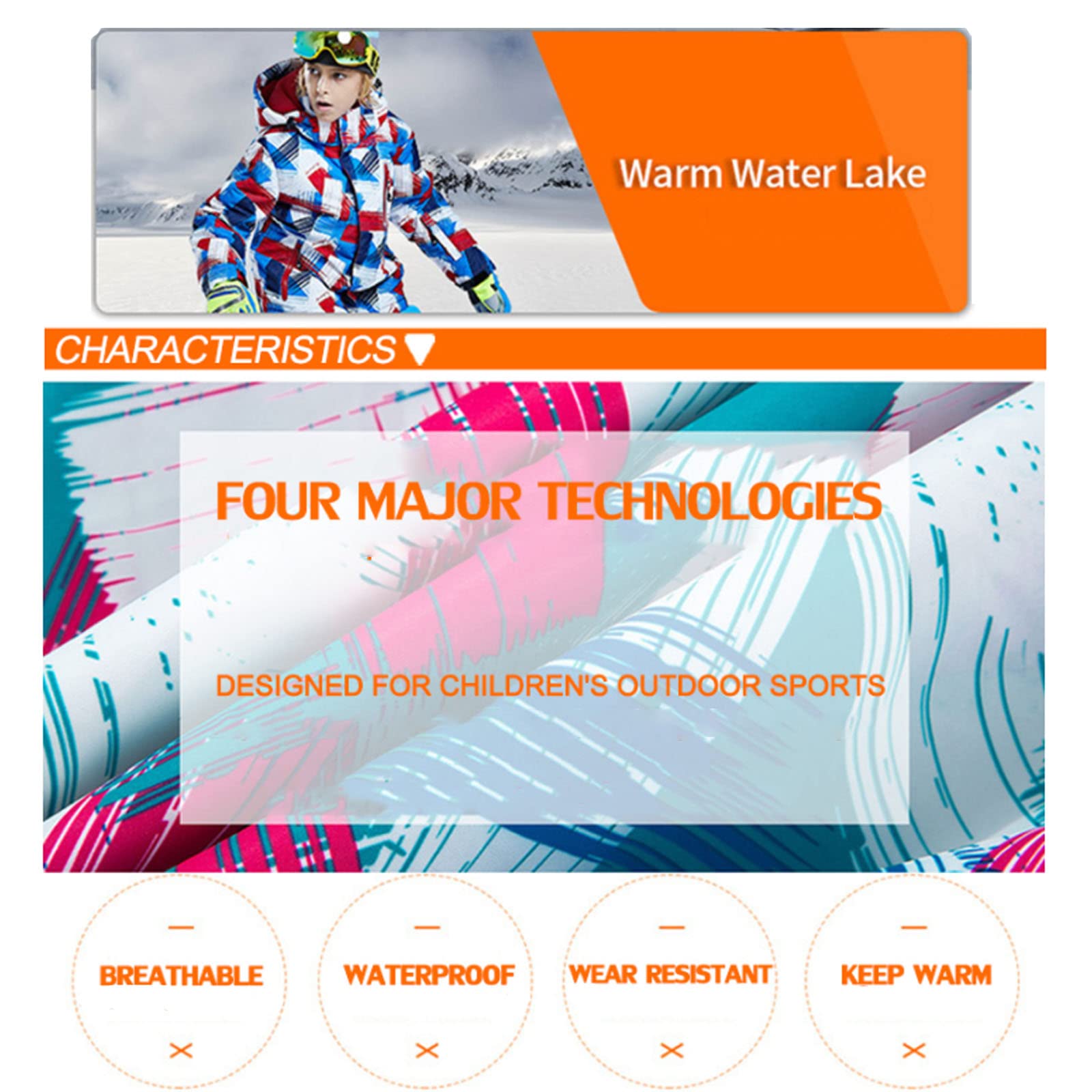 7HAHA3 Girl's Snowboard Ski Jacket Pants Set Youth IPX4 Waterproof Snowsuit Children Thicken Warm Coat in -30°C (-22?),Blue,6T(115cm)