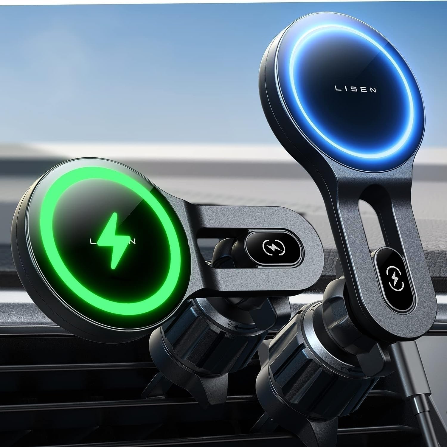 LISEN Caricatore Wireless Magnetico 15W per Auto, Accessori iPhone, Magsafe Supporto Telefono Ricarica per iPhone 16/15/14/13/12/ Samsung