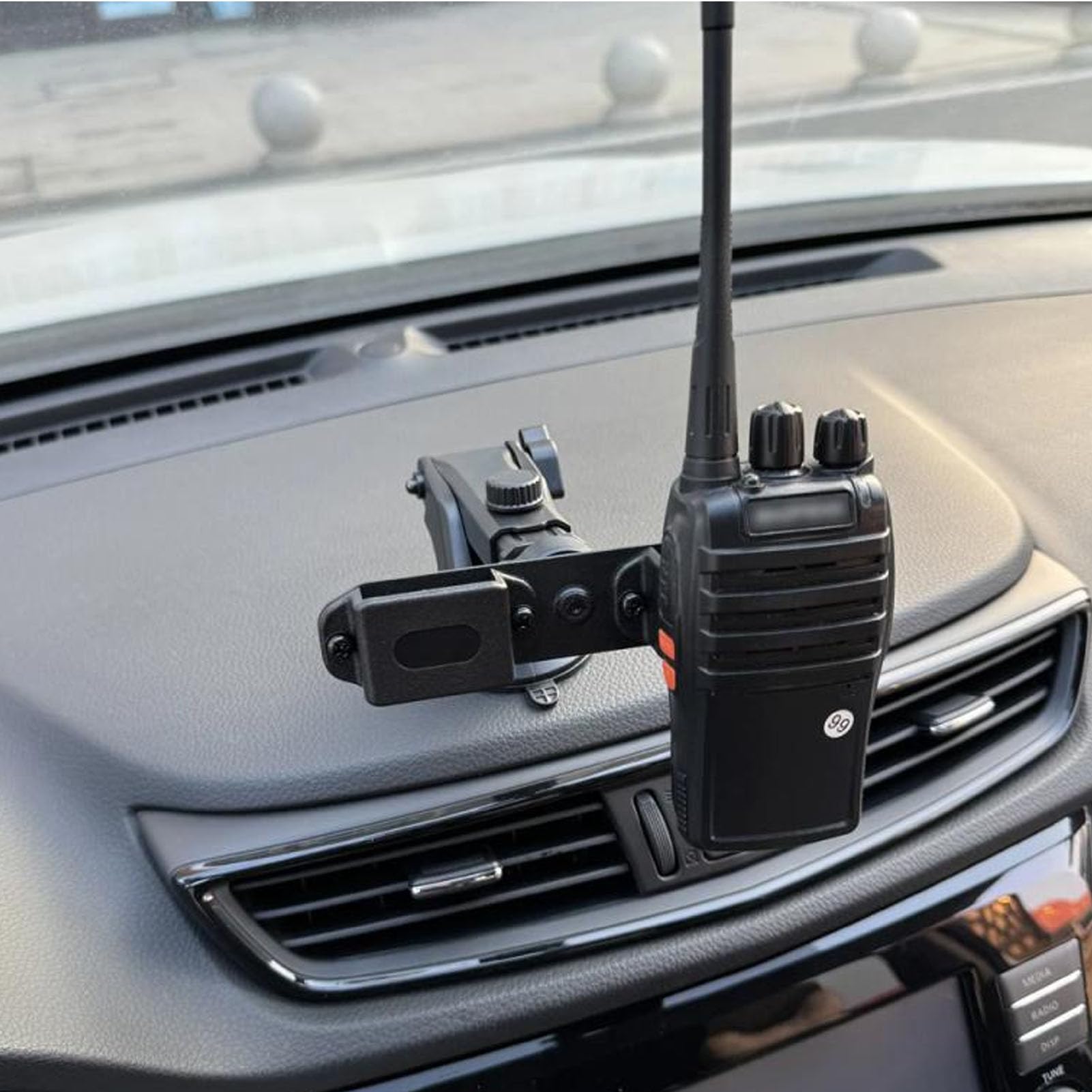 Staffa Adattatore Radio Bidirezionale, Supporto per Walkie-talkie da Cruscotto, Supporto per Microfono Radio Bidirezionale Ventosa Supporto per Parabrezza Auto Staffa Radio per