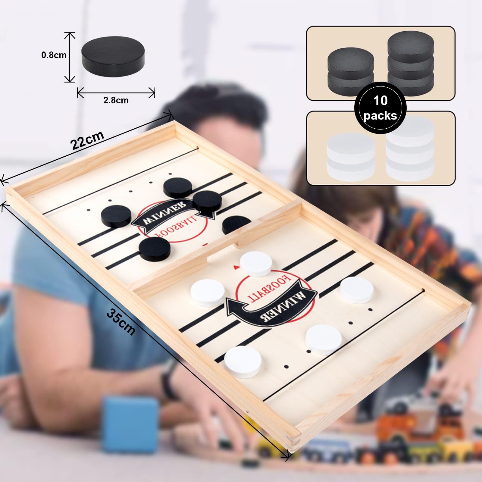 Hockey da Tavolo,Air Hockey da Tavolo Scacchiera in Legno Giochi Set Scacchiera Portatile 2 in 1 Giochi di Società Macchina daHockeys su Ghiaccio Gioch Bambinin,per Tavol Società