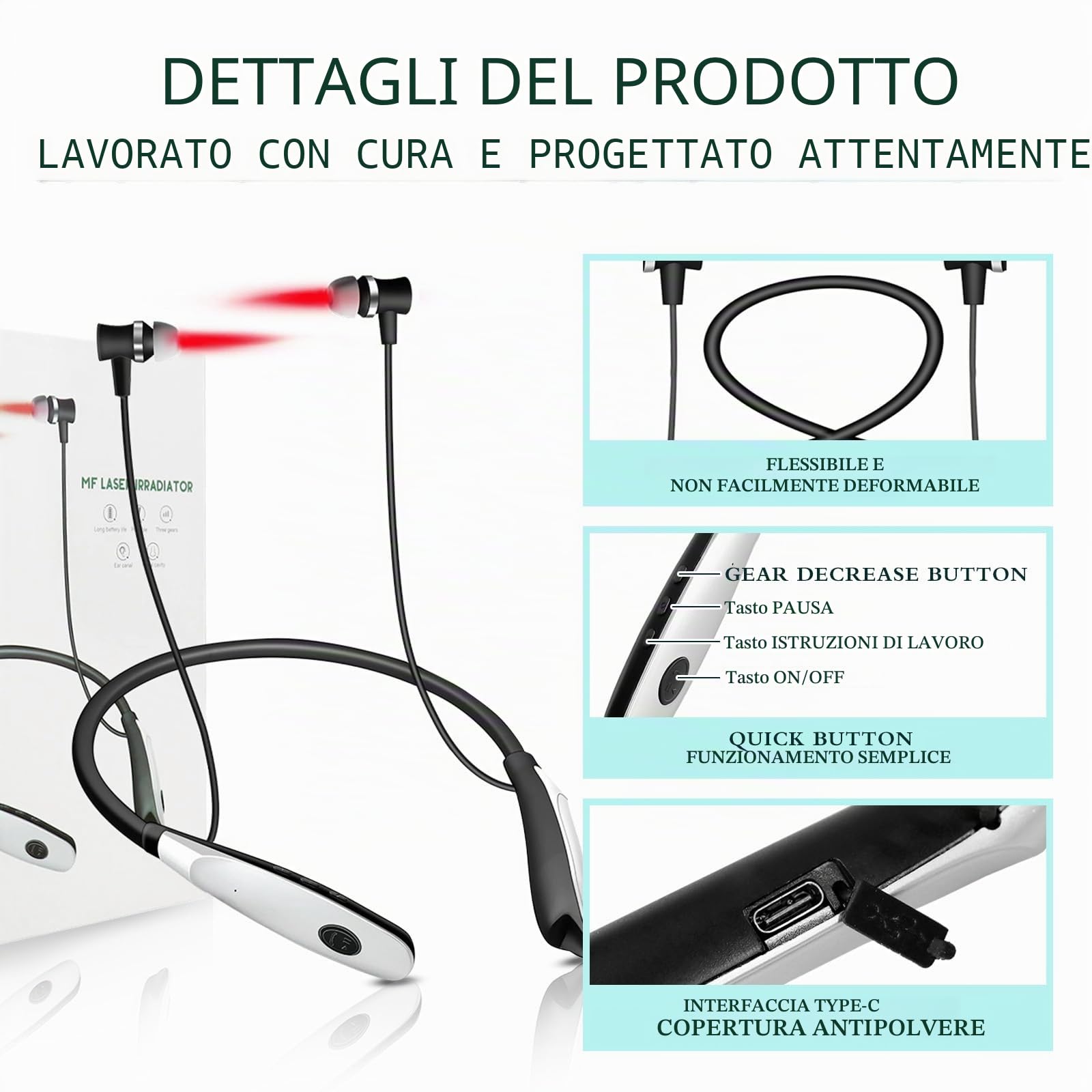 Acufene Infrarossi EarstöPsel, 2 in 1 dispositivo di terapia della luce rossa per le orecchie nasali,Dispositivo di luce rossa per l'acufene,Aiuto rapido al rumore delle orecchie