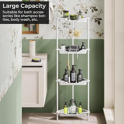 Miniatura 2 de ODesign Estantes esquineros de 4 niveles para sala de estar, dormitorio, baño, estante de almacenamiento de plástico de empalme de metal,