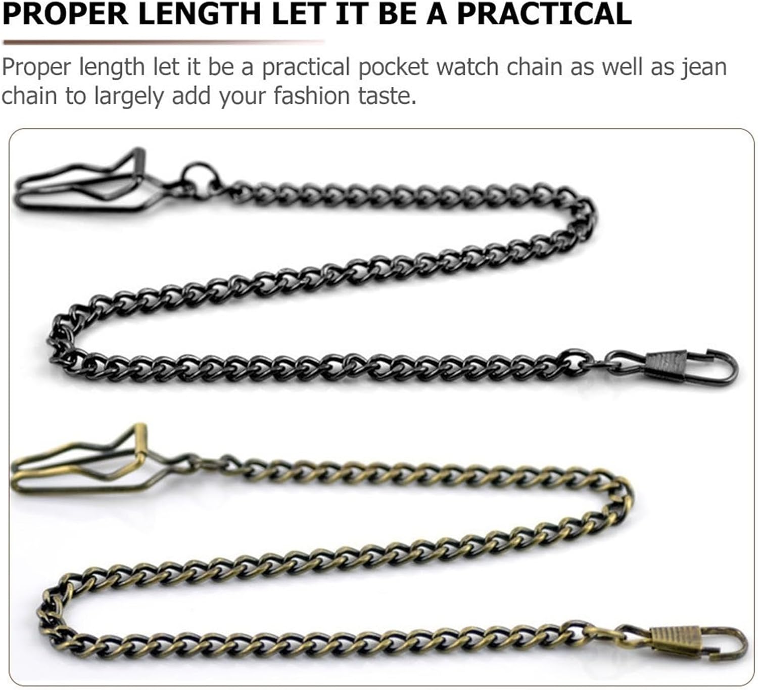 Pocket Watch Swivel Clip Chain 20Pcs Vintage Watch Chain Alloy Pendant for Pocket Vest Jeans DIY Fashion Jewelry Chains