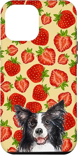 iPhone 14 Plus Border Collie Dog Red Cut Strawberries Fruit Cream Pattern Case iPhone 14 Plus Border Collie Dog Red Cut Strawberries Fruit Cream Pattern Case